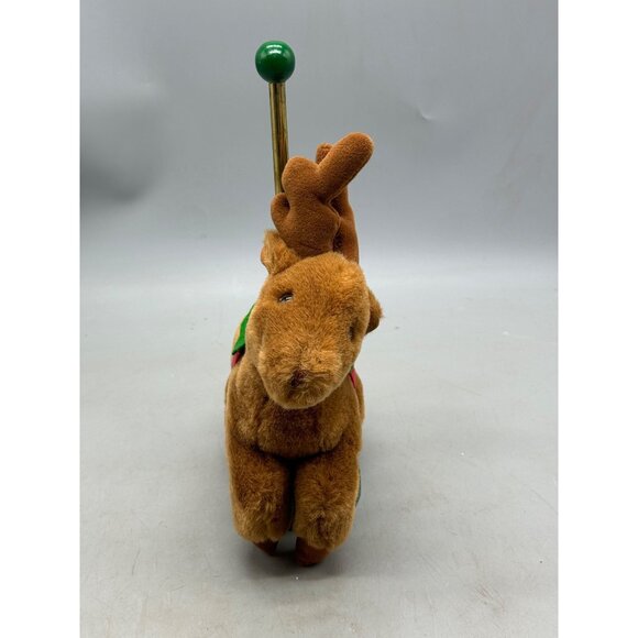 Applause marry carousel Plush Reindeer Figurine Felt Details & Gold Pole On Gree - Picture 3 of 8